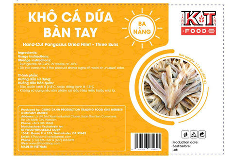 Khô Cá Dứa Bàn Tay, 3 Nắng -  Hand-Cut Pangasius Dried Fillet Strip 500g