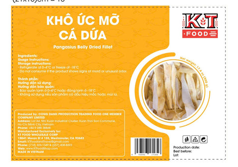 Khô Ức Mỡ Cá Dứa, 3 Nắng - Pangasius Belly Dried Fillet 500g