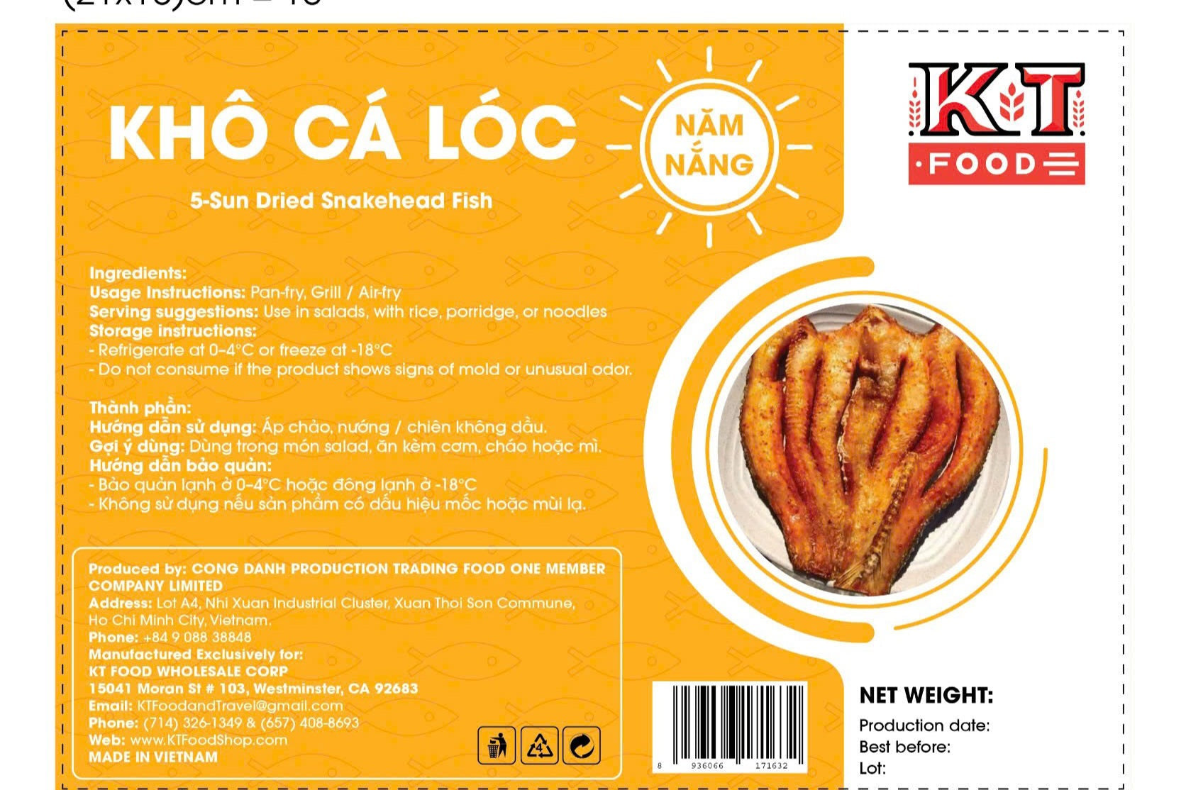 Khô Cá Lóc 5 Nắng - Dried Snakehead Fish 500g [KOCA14]