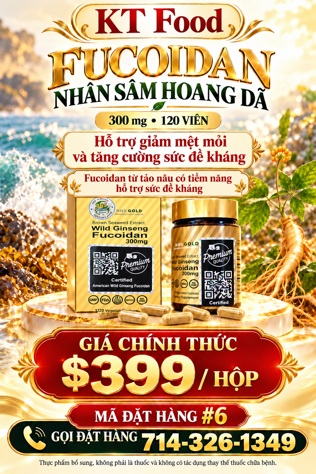 Nhân Sâm Hoang Dã -Wild Ginseng Fucoidan 300mg
