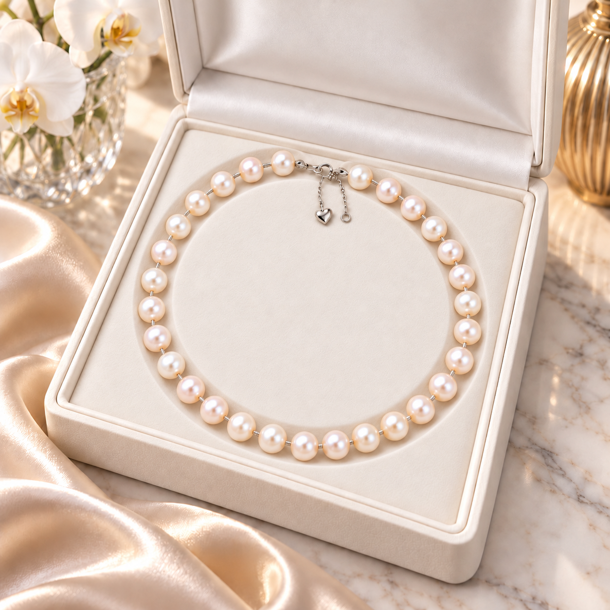 Dây Ngọc Trai Akoya 8.5-9mm , size 17 inch , vàng 18k