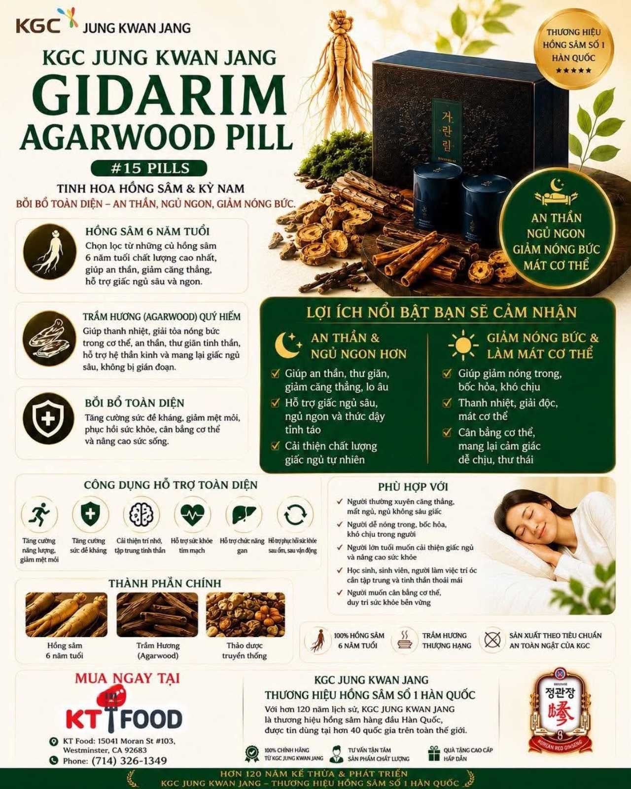 Hồng Sâm Trầm Hương 15 Viên - Gidarim Agarwood Pill