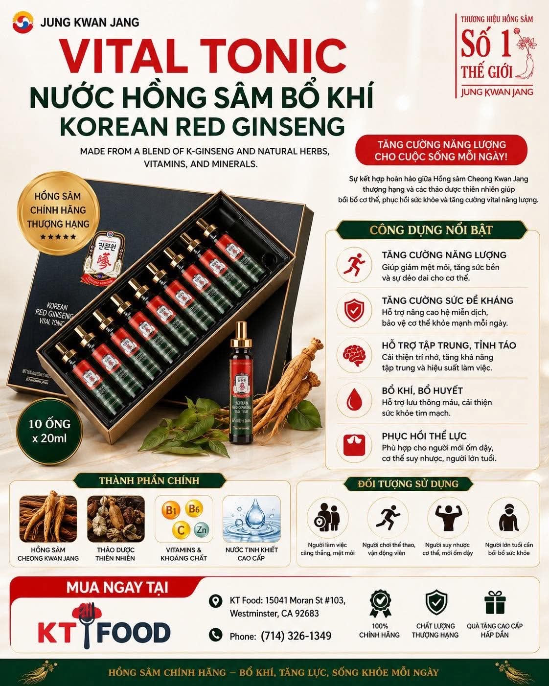 Vital Tonic - Nước Hồng Sâm Bổ Khí
