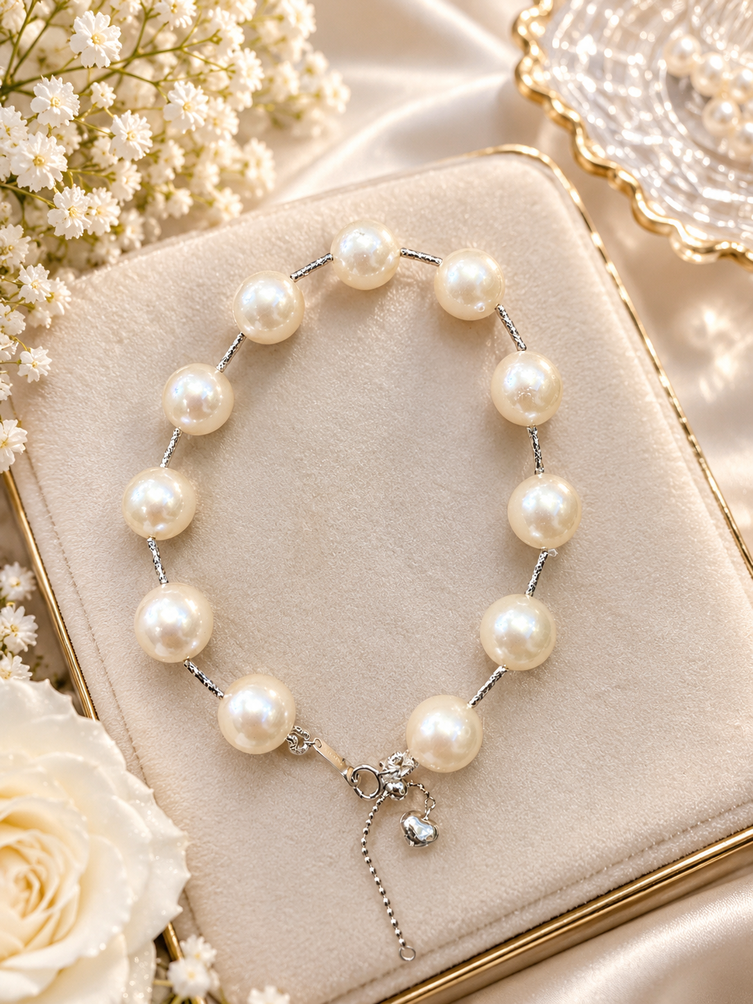 Lắc Tay Akoya ,hạt 8.5-9mm, 6.5 inch, vàng 18k
