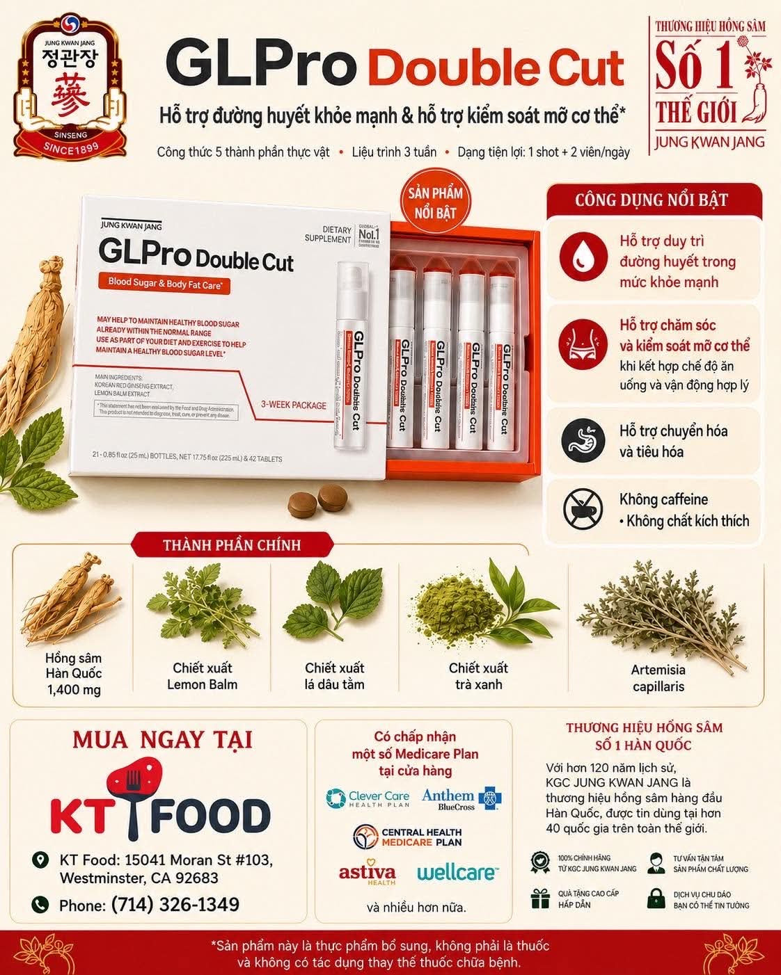 Hỗ Trợ Giảm Cân-GLPro Double Cut ( 8 bottles )