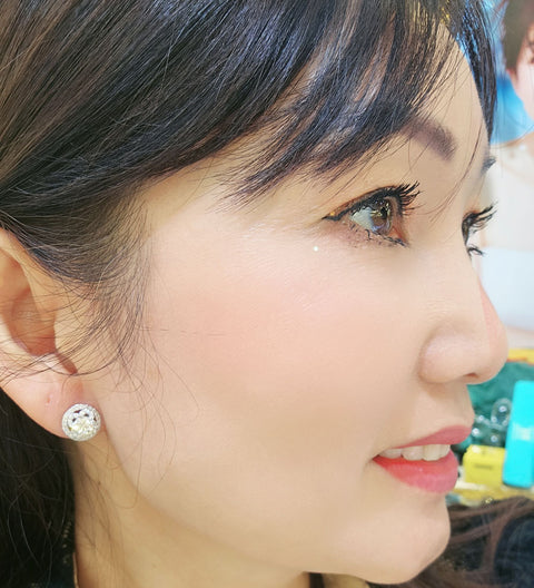 Halo Apricot Blossom (Hoa Mai) Earring | White Gold