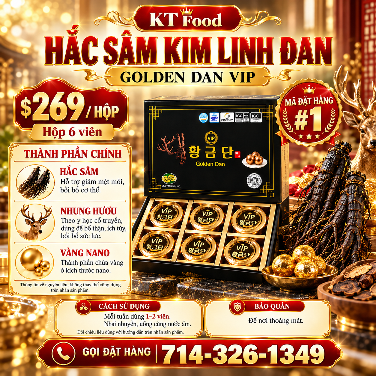 Hắc Sâm Kim Linh Đan-Golden Dan VIP