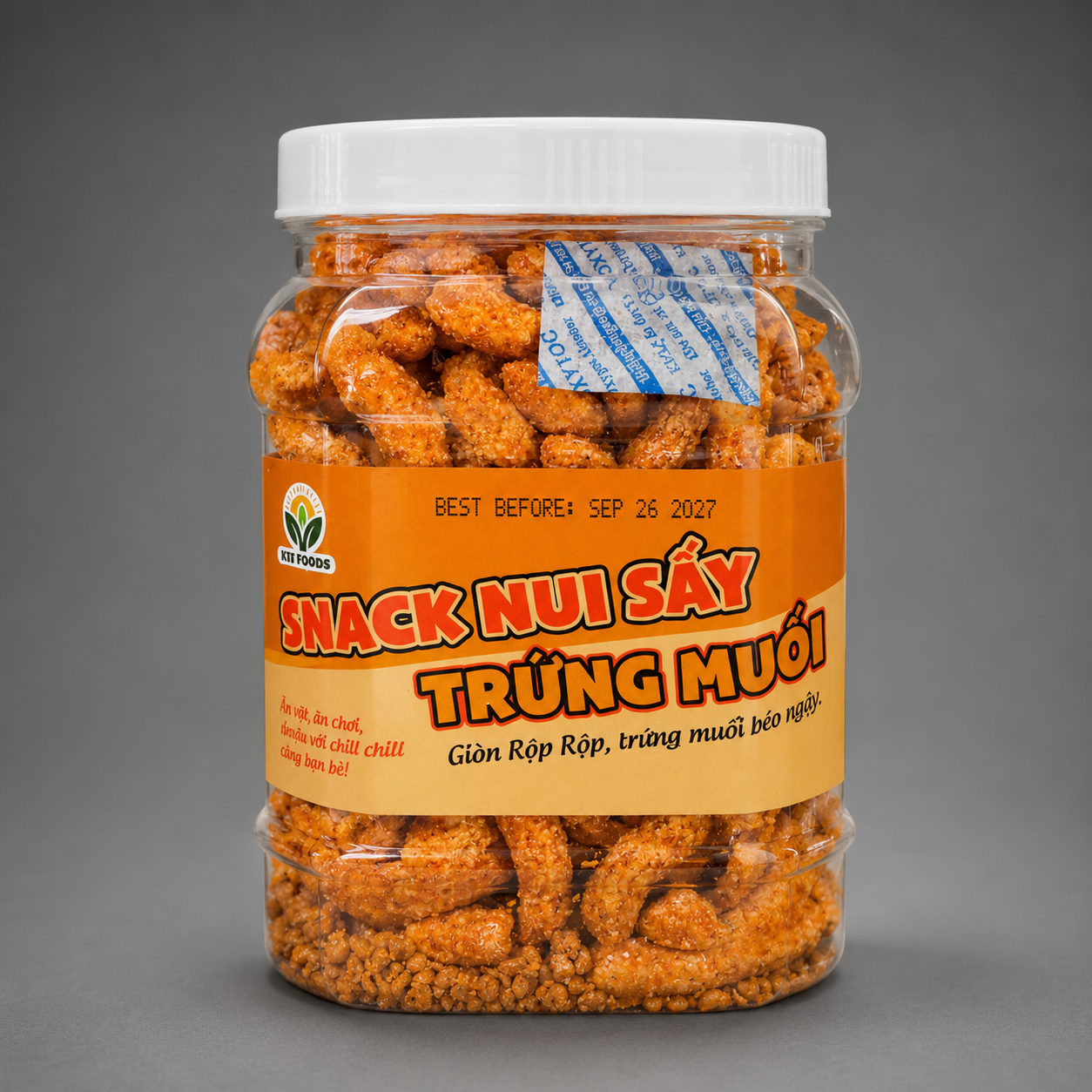 Snack Nui Sấy Trứng Muối - Dried Macaroni Snack with Salted Egg (500g)