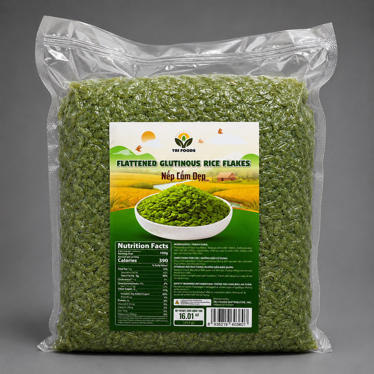 Nếp Cốm Dẹp - Flattened Glutinuos Rice Flake 454g