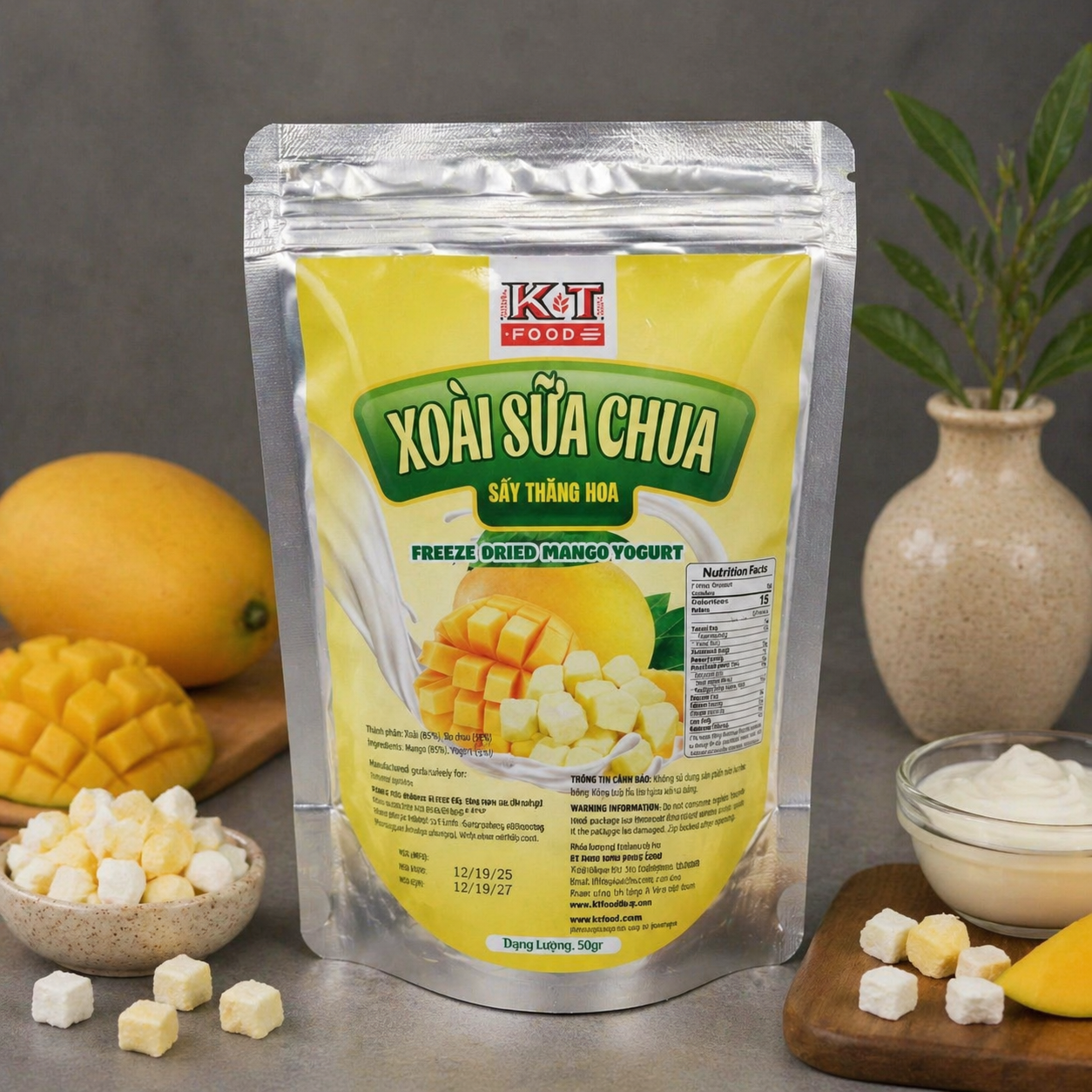 Xoài Sữa Chua Sấy Khô Loại 1 - Freeze Dried Mango Yogurt 50gr
