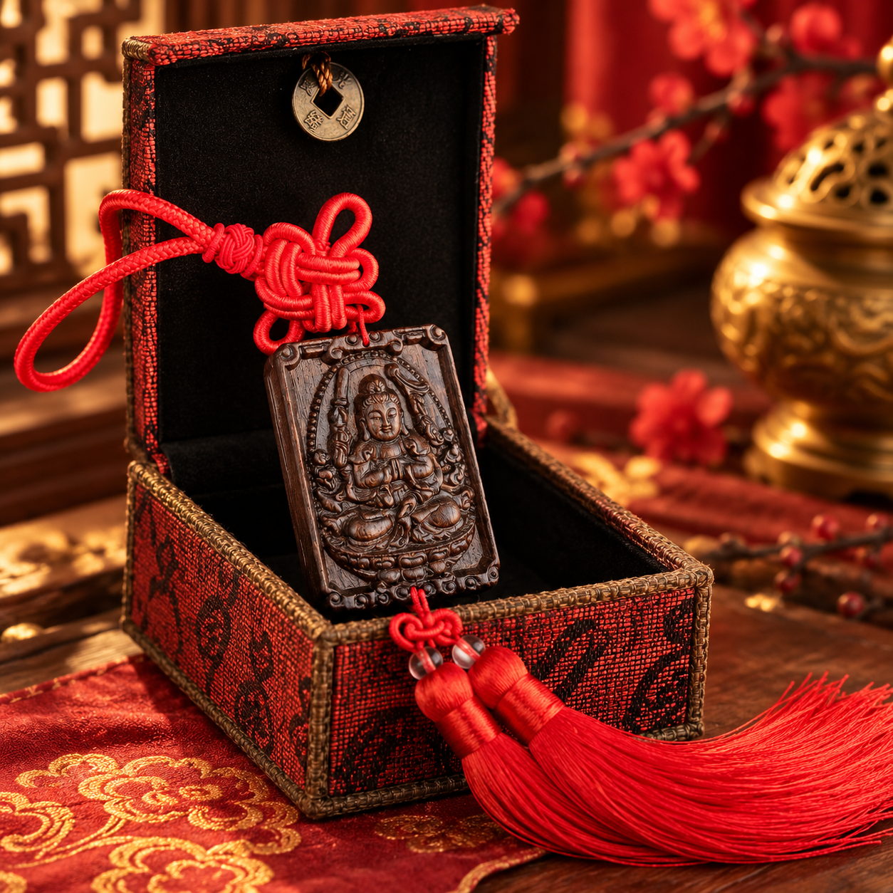 Buddha Agarwood Car Charm - Dây Trầm Hương Hình Phật Treo Xe