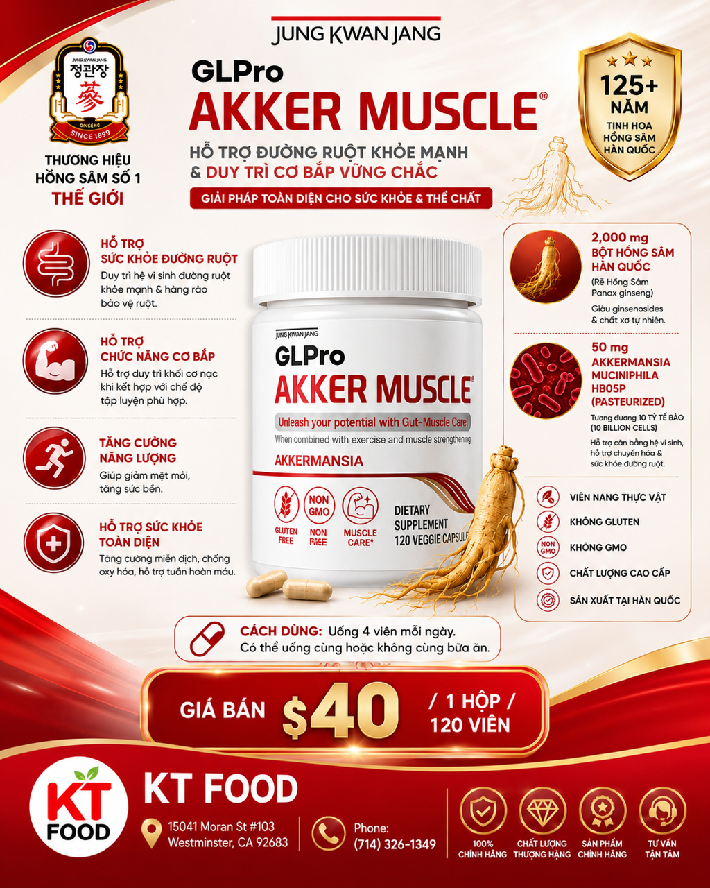 GLP Pro Akker Gut Muscle Care - Hổ Trợ Sức Khỏe Đường Ruột