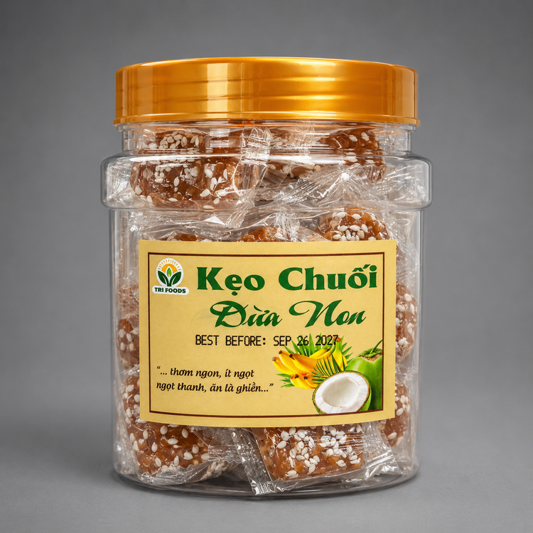 Kẹo Chuối Dừa Non - Banana Young Coconut Candy 500gr