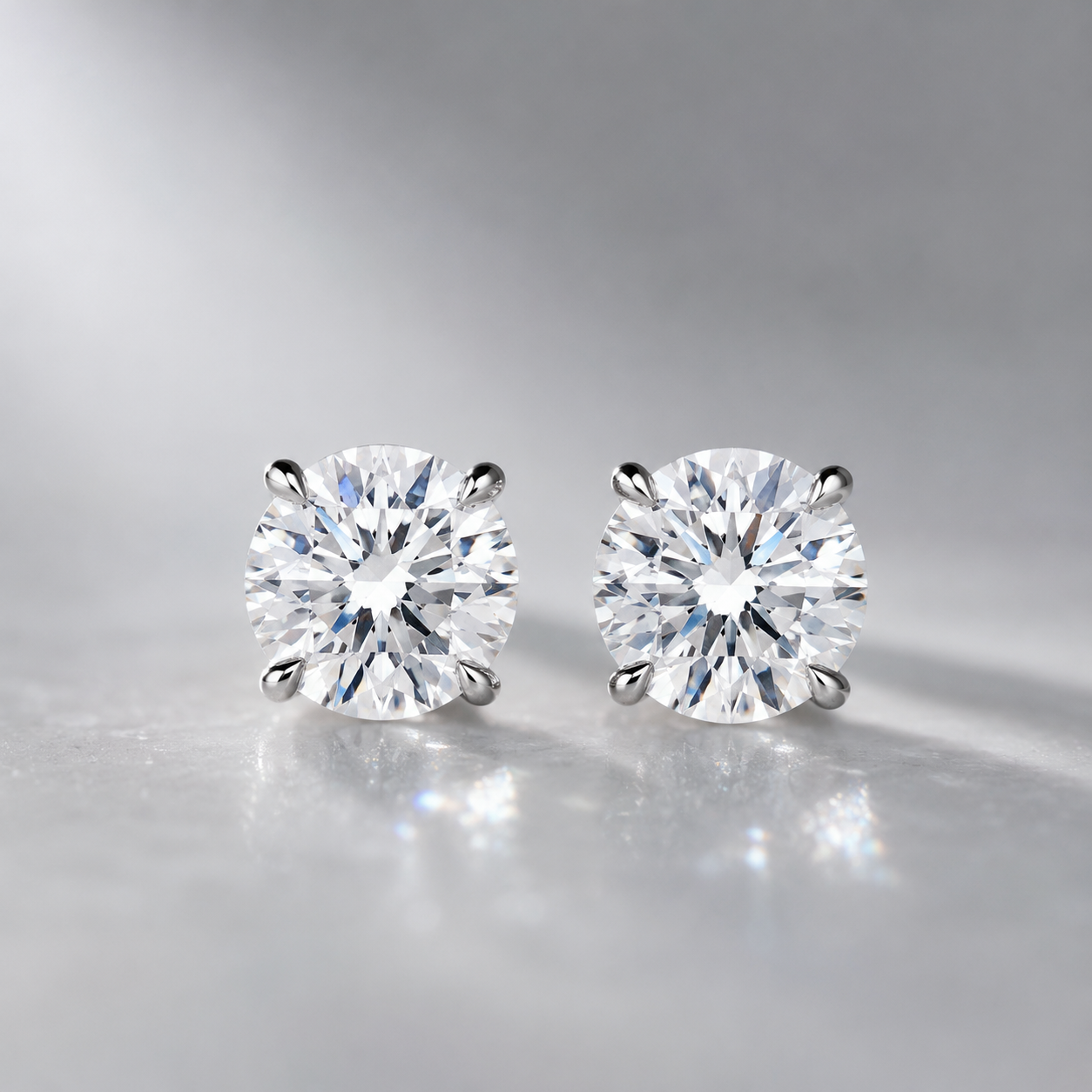 14k Natural Diamond 5mm G, VVS Earrings