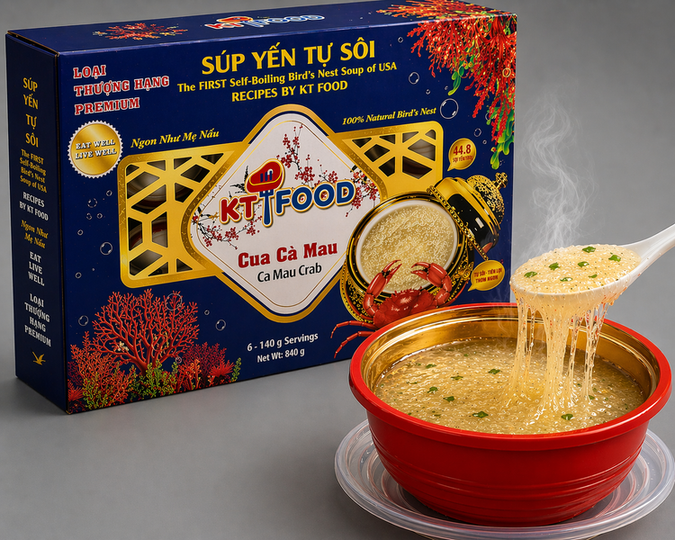 Súp yến Tự Sôi Cua Cà Mau - Instant Bird Nest with Crab Meat 140g x 6 Bowls [YEN06]