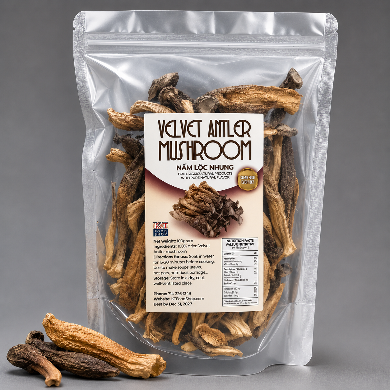 Nấm Lộc Nhung - Dried Velvet Mushroom 100g