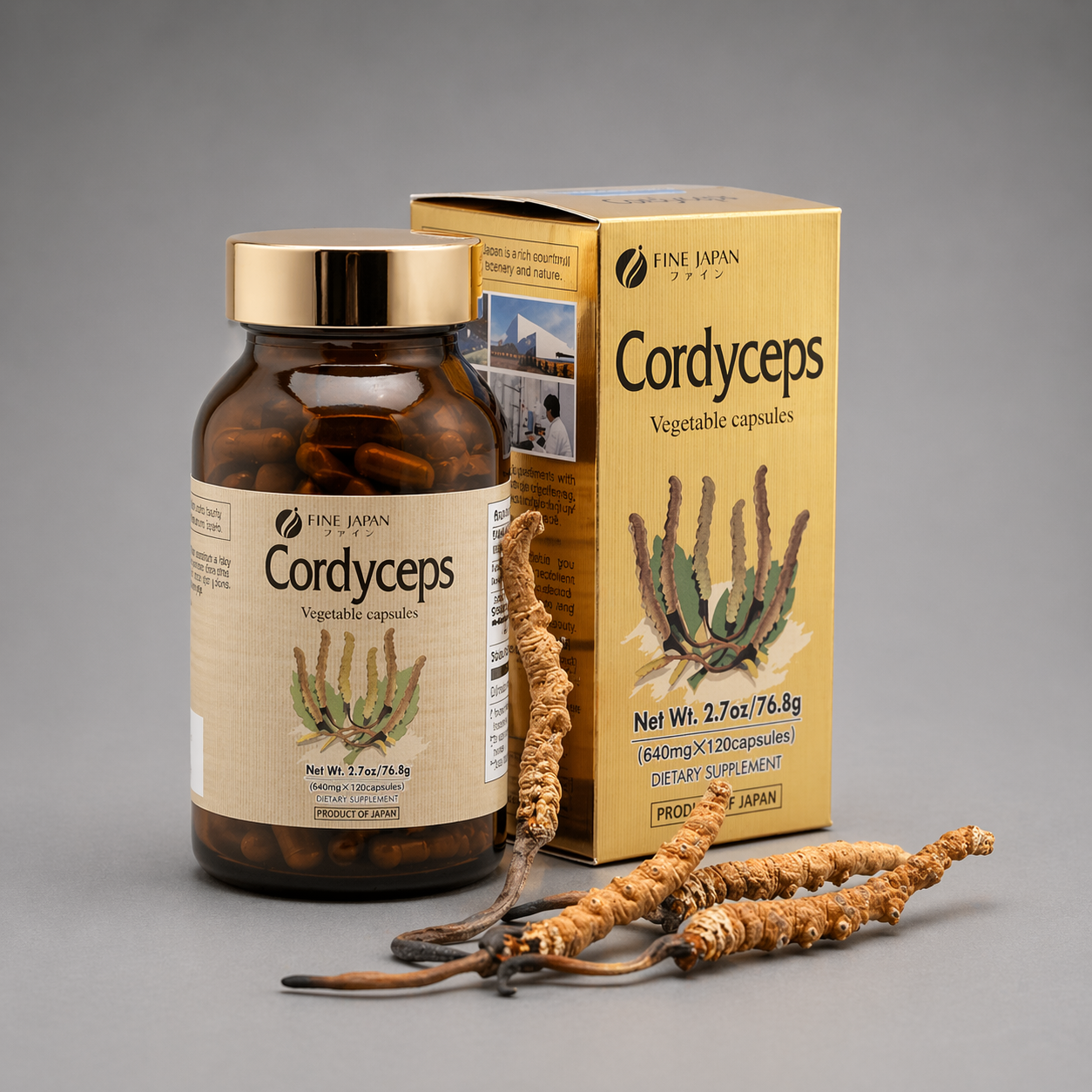 Viên Uống Đông Trùng Hạ Thảo - Fine Cordyceps Capsules 640mg x 120 Capsules  [FINEJ08] | Buy 5 Get 5