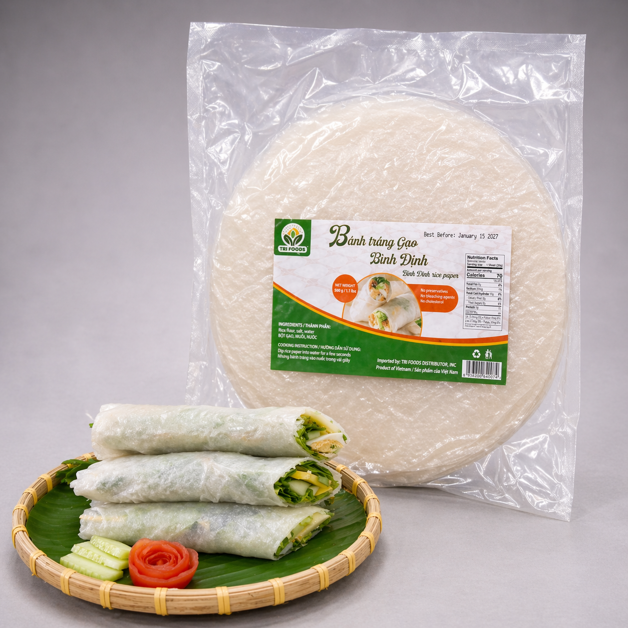Bánh tráng Gạo Bình Định - Binh Dinh Rice Paper 800g - Limit 1 [BANT01] | contains sesame